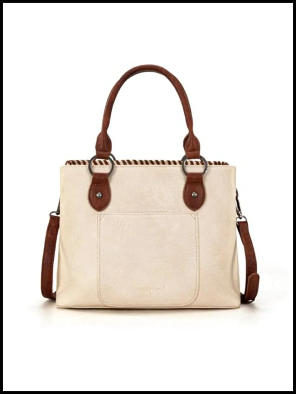 Vintage Tooled Floral Concho Tote Bag with Whipstitch Detail