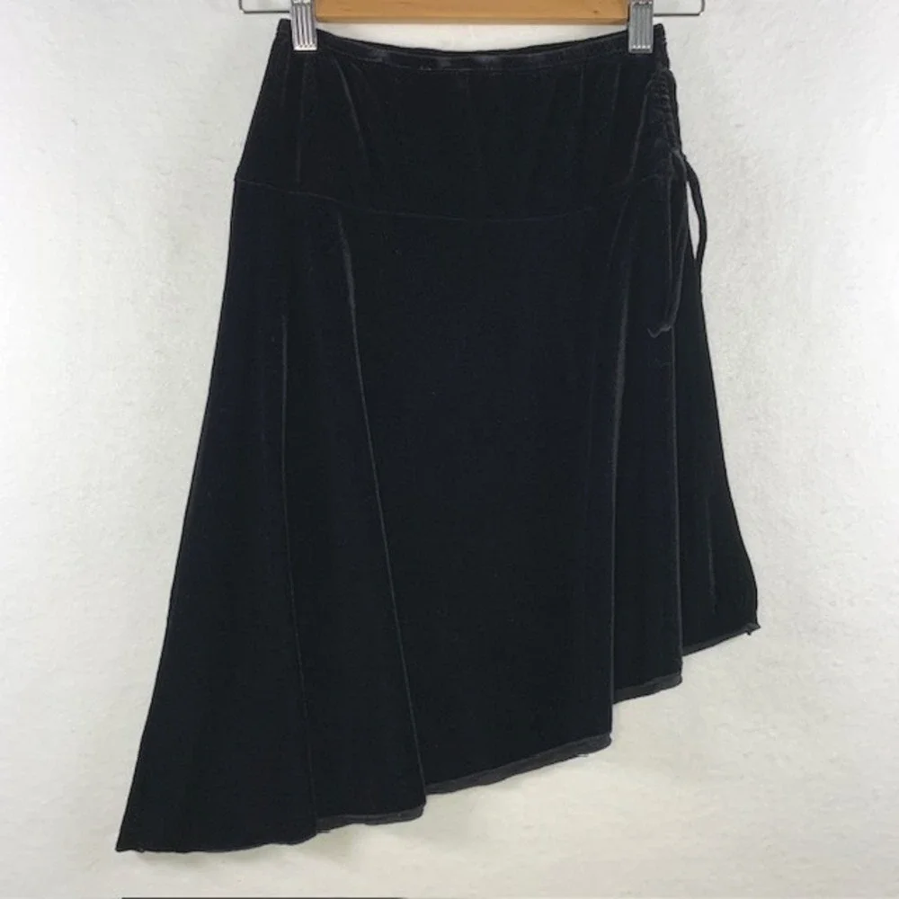 VTG Amy Byer Y2K Asymmetrical Velvet‎ Skirt Sz XS Whimsigoth Dark Fairy Grunge