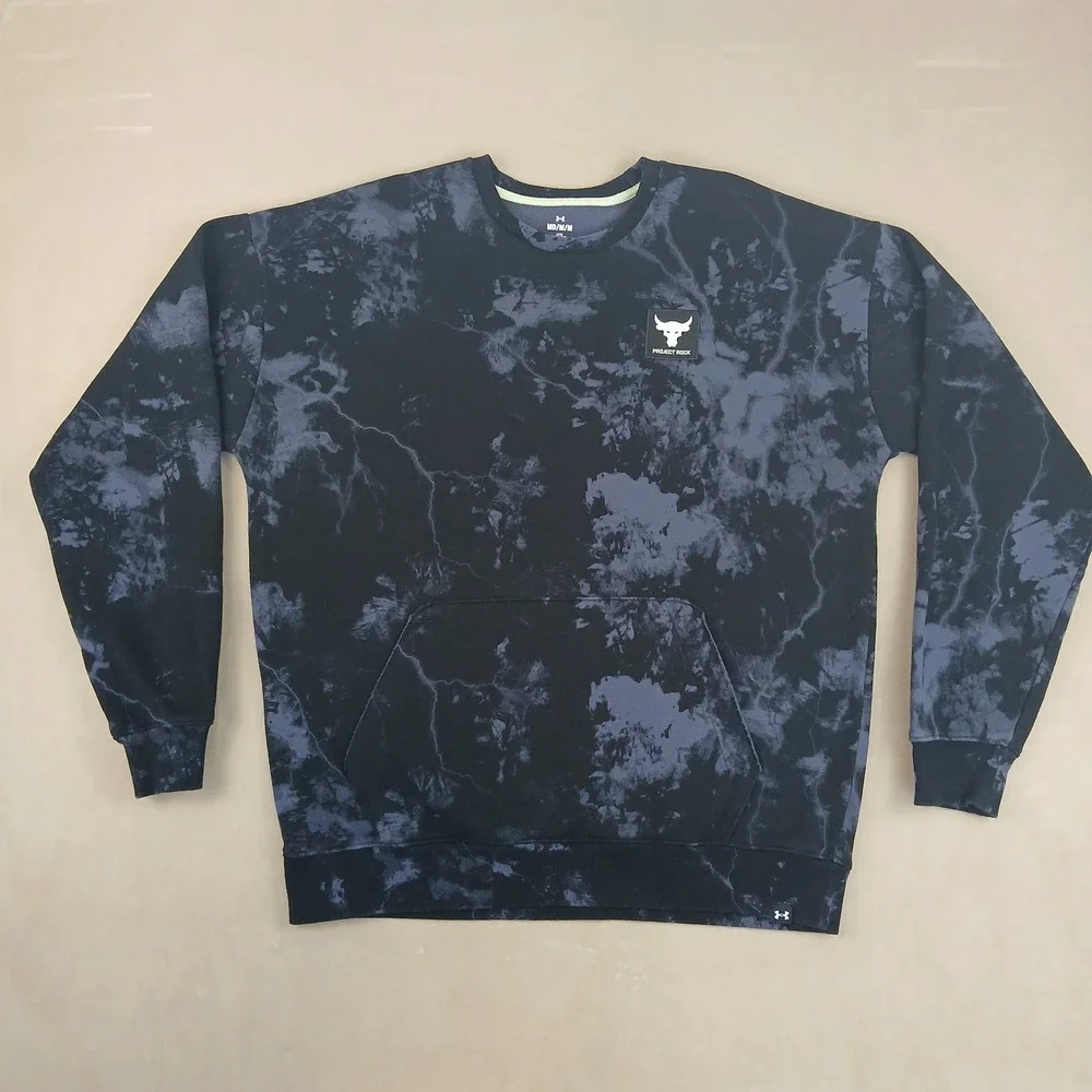 Under‎ Armour Project Rock Medium Mens Sweatshirt Fleece Pockets Lightning 23x28