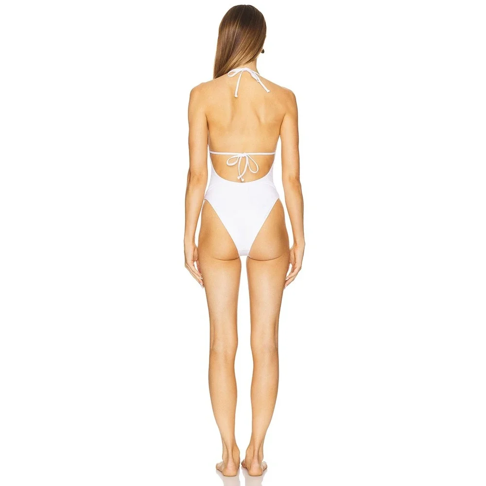 L*Space Desert Days Fringe One Piece Swimsuit Womens Large White‎ $198