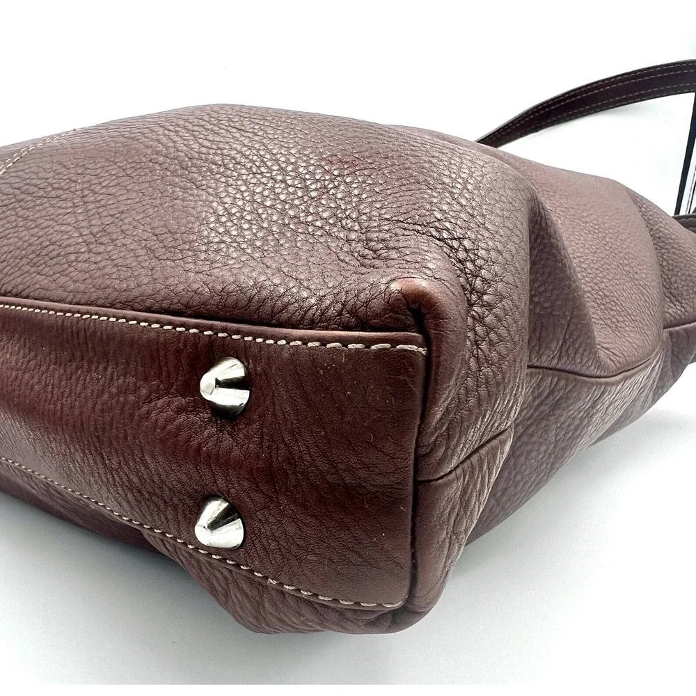 B. Makowsky Brown Leather Large Shoulder Handbag Purse‎