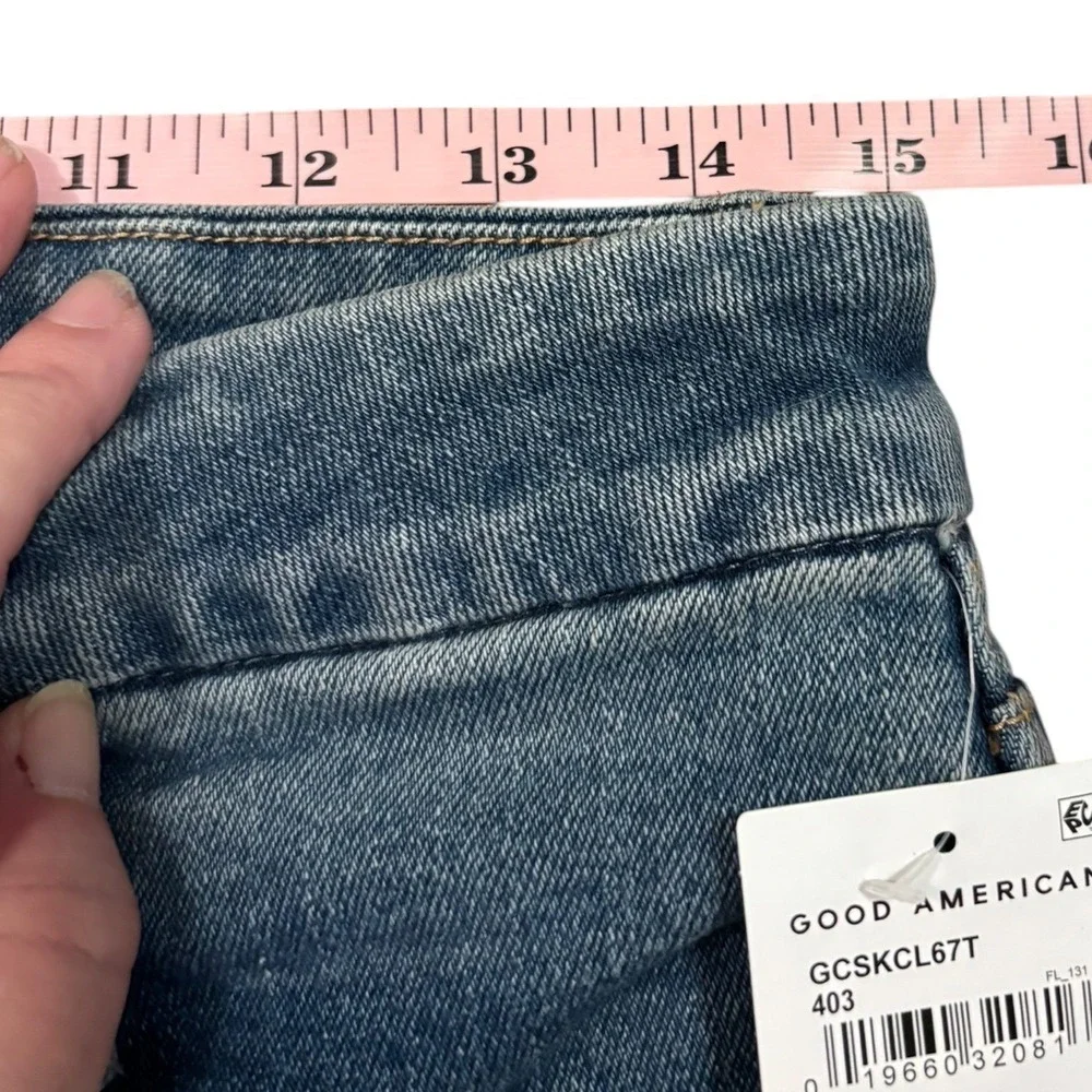 Good American Skinny Crop Distressed Denim Jeans Gap-Proof Waist Size‎ 8/29 NWT