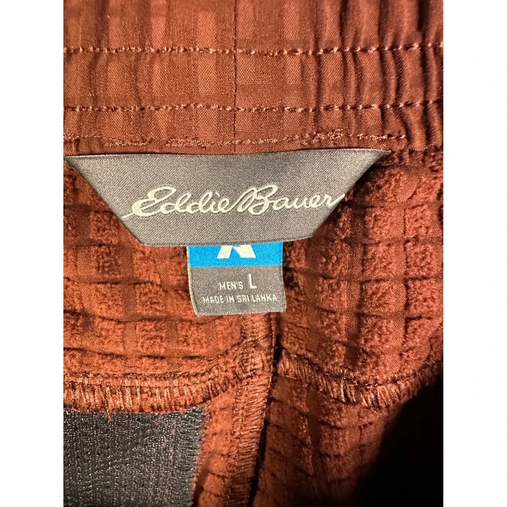 Eddie Bauer First Ascent Mens Large RustBrown Grid Technical Hiking Jogger Pants