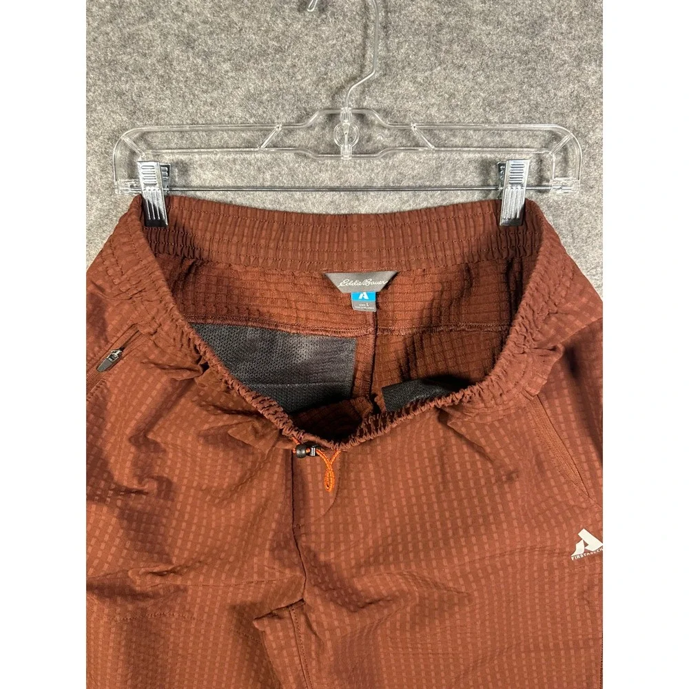 Eddie Bauer First Ascent Mens Large RustBrown Grid Technical Hiking Jogger Pants