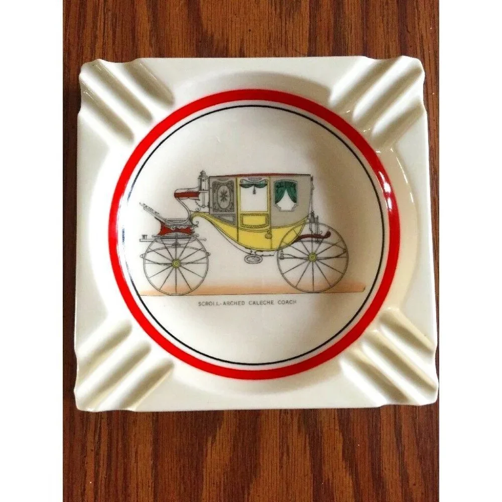 Vintage Porcelain Ashtray Scroll-Arched Caleche Coach‎ Executive Line 6” Square