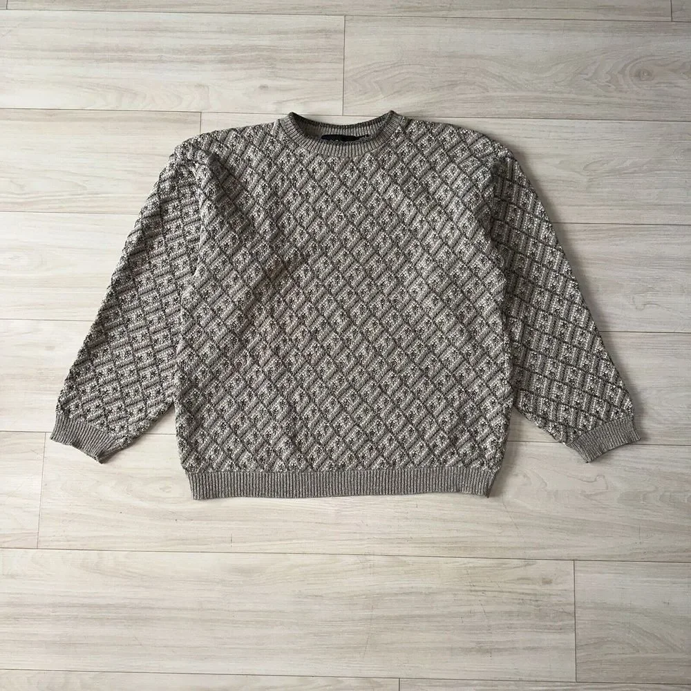 VTG Croft & Barrow Sweater Sz L Knit 3D Textured Multicolor Granda Style 90s‎