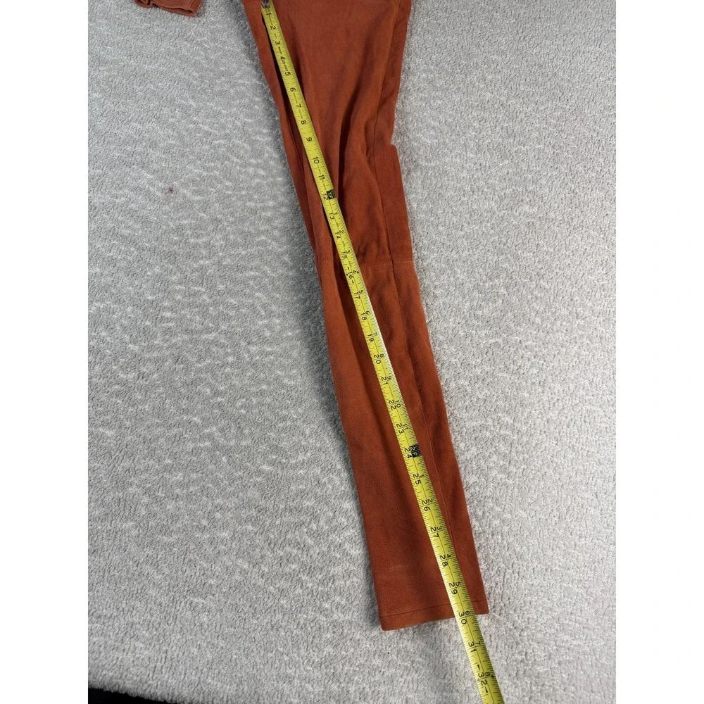 Current/Elliott Leather Pants Womens 2 Rust Skinny‎ 5-Pocket Lined 1354-0010