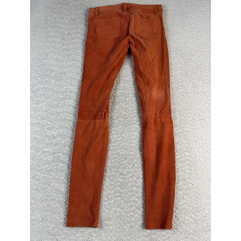 Current/Elliott Leather Pants Womens 2 Rust Skinny‎ 5-Pocket Lined 1354-0010