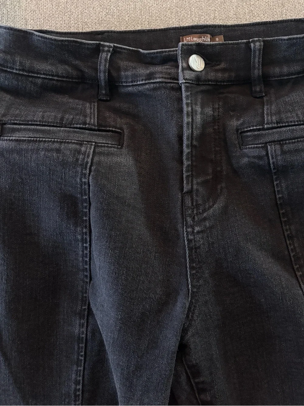 J. McLaughlin Emmie Bootcut High Rise Black Wash Denim Jeans Size 8 Stretch