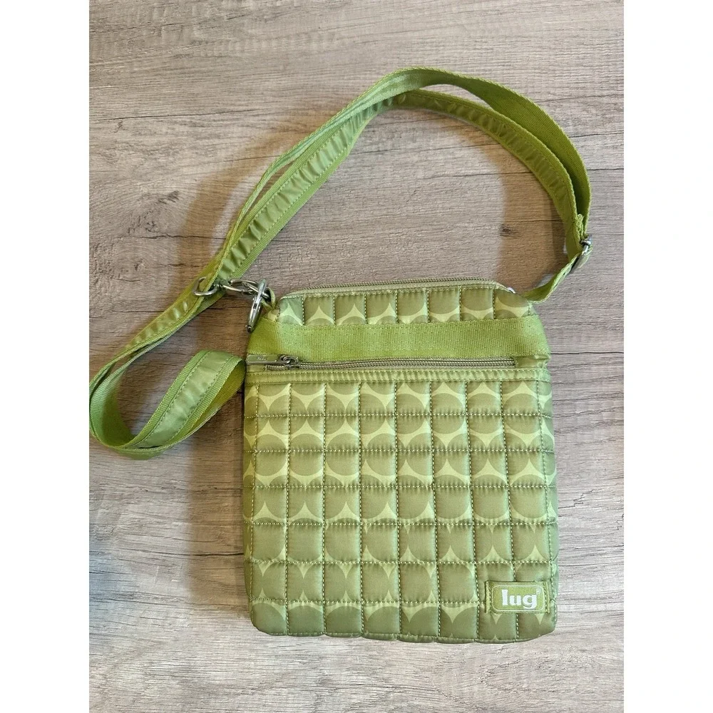 LUG Lime Green Circles 0262-A CROSSBODY‎ ORGANIZER PURSE
