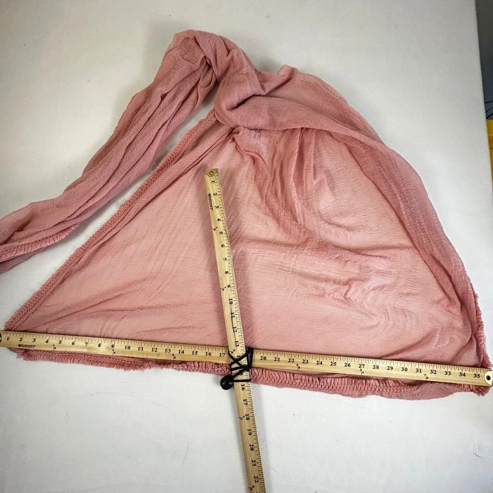 One Size Pink Sheer Gauze Scarf‎ Wrap Fringe Trim