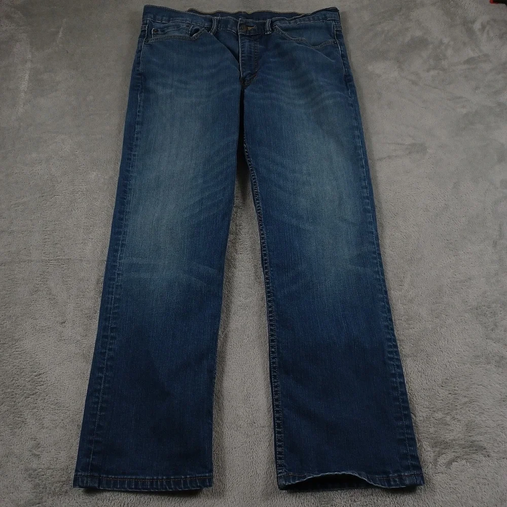 Levis‎ 514 Jeans Mens 36x30 Blue Denim Straight Fit Logo Casual Distressed A2