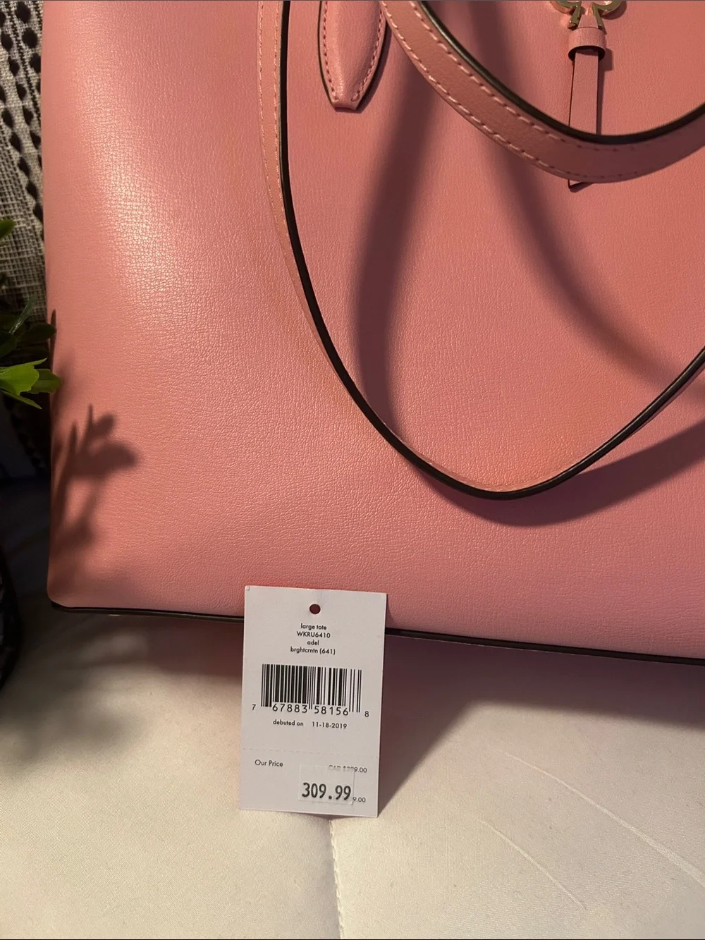 kate spade Pink Leather Tote with Spade Charm NWT