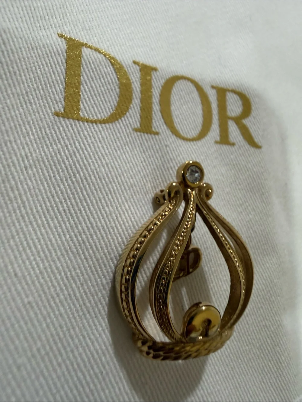 Vintage Dior Brooch Gold-Tone Swan Motif Brooch with Crystal Accent Comes w COA