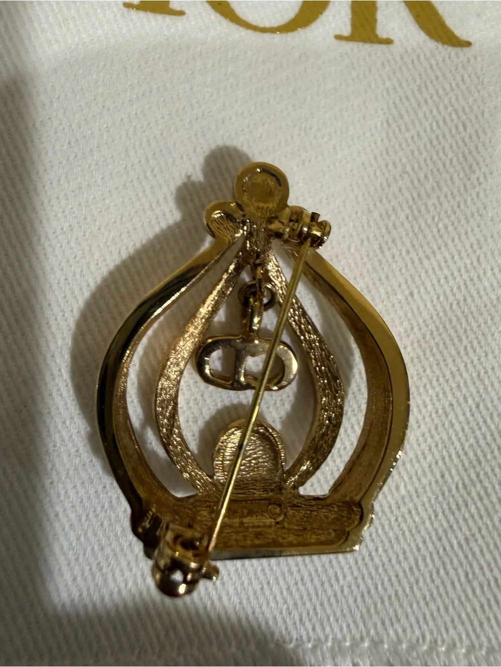 Vintage Dior Brooch Gold-Tone Swan Motif Brooch with Crystal Accent Comes w COA