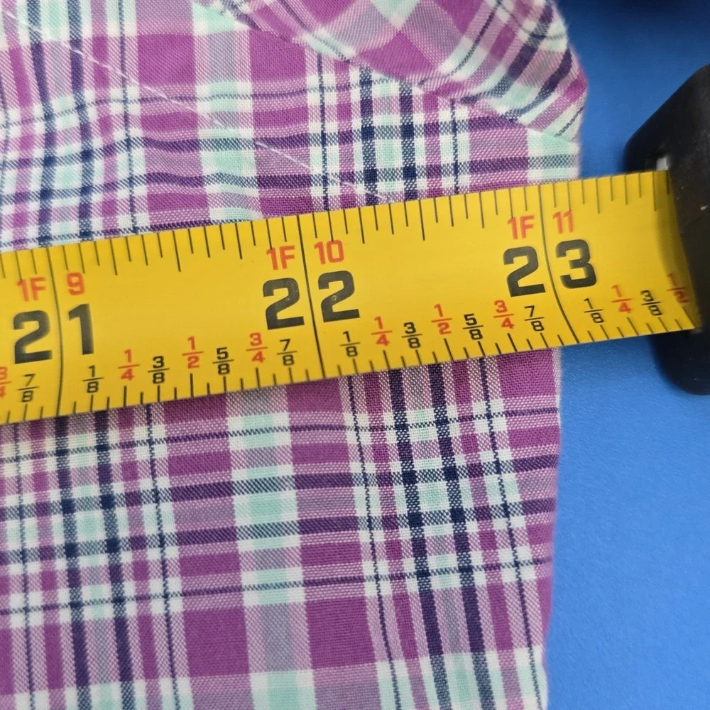 Ralph‎ Lauren Polo Mens Button Down  L/S Shirt Plaid Purple Green 16.5 32/33