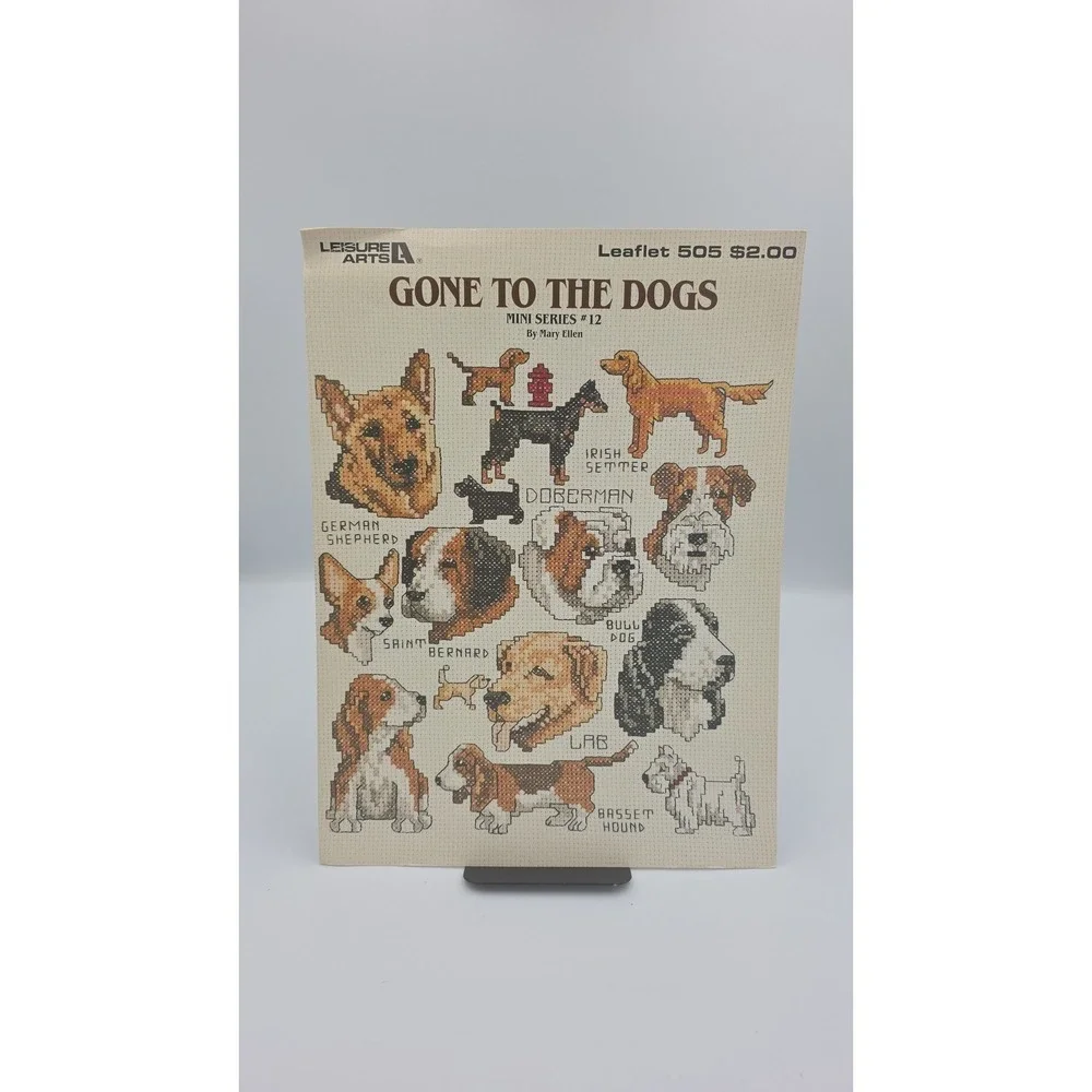 Gone to the Dogs, Mini Series‎ 12, 1987, Leaflet 505 Cross Stitch Pattern