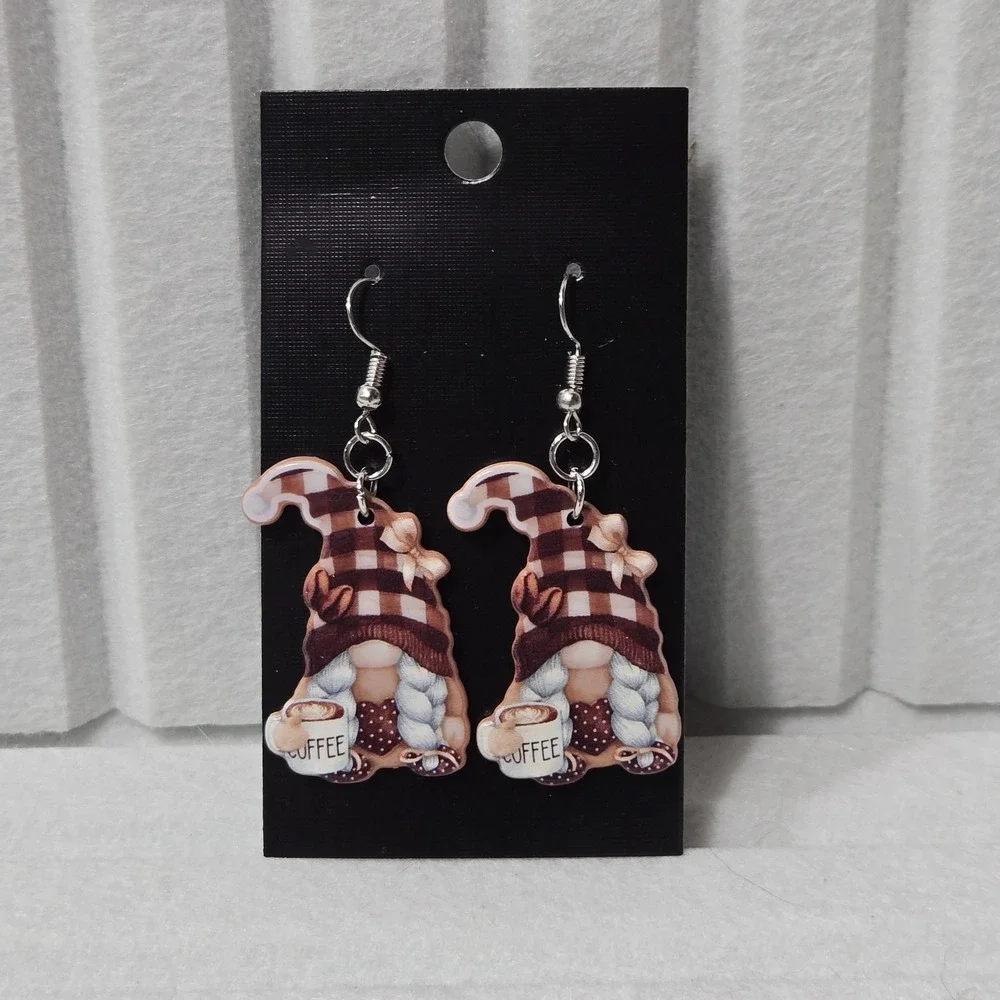 Coffee Gnome Earrings‎ - Coffee Earrings - Barista Earrings - Acrylic