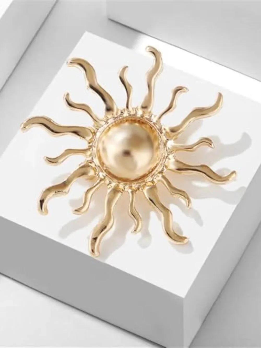 New - Gold-Tone Sun‎ Brooch Pin for Women Men Fashion Sunflower Collar Costume