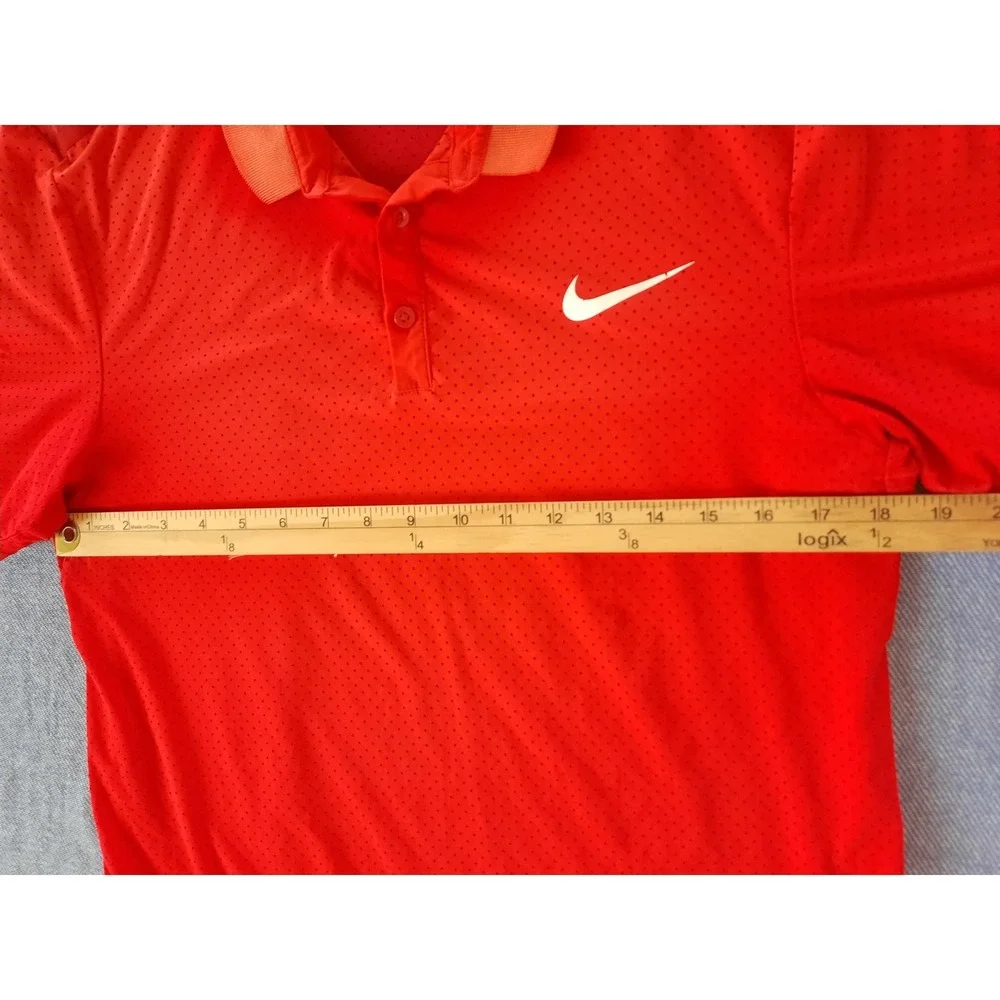 Nike Golf Men Medium Dri-FIT Performance  Perforated Mesh Polo Red 685221-657