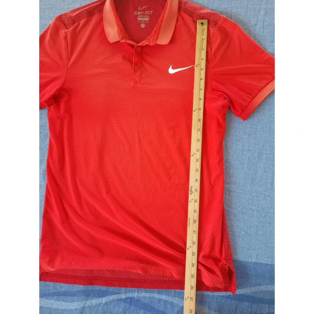 Nike Golf Men Medium Dri-FIT Performance  Perforated Mesh Polo Red 685221-657