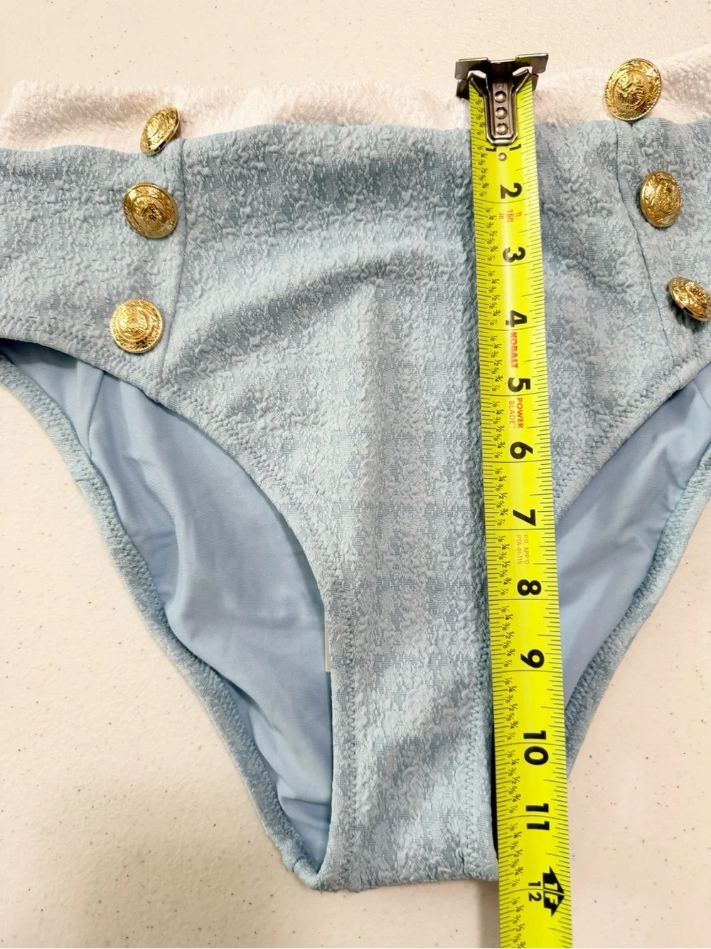 L’AGENCE Vanessa High Cut Bikini Swim Bottom Blue NWT Large