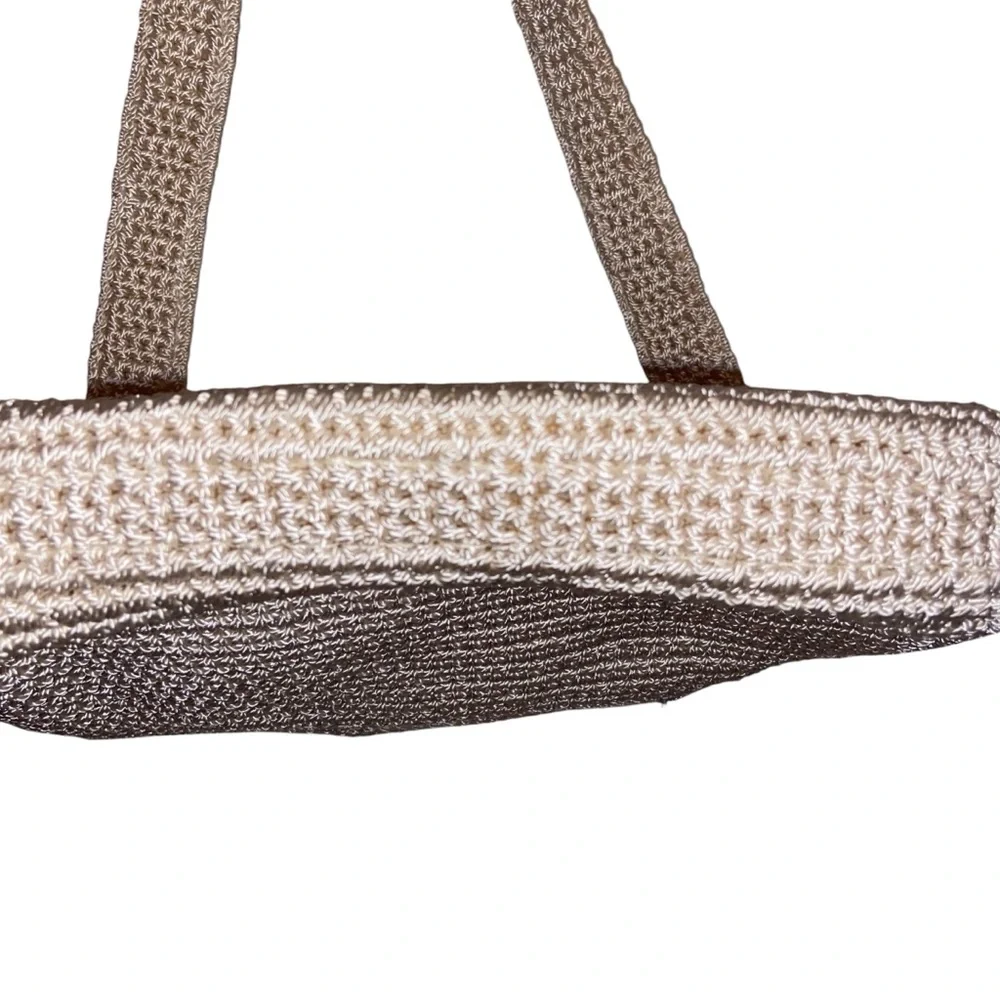 The Sak Bag Womens Purse Woven Crochet Zip top Shoulder Bag Boho Beige Neutral