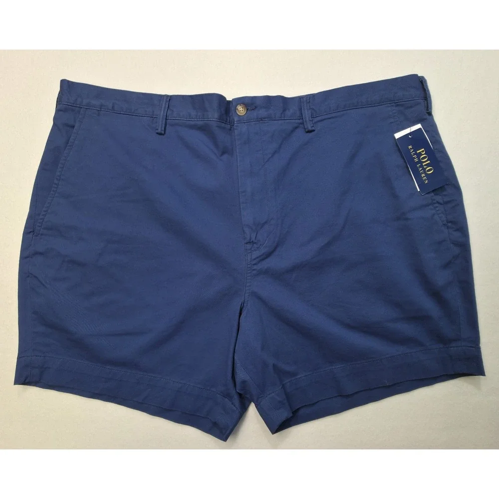 New Polo‎ Ralph Lauren Shorts Mens 42 Blue Stretch Cotton Twill Flat Front