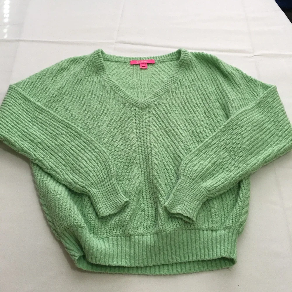 Lilly Pulitzer Kasmina Sweater Womens Small Green V-Neck Wool Blend
