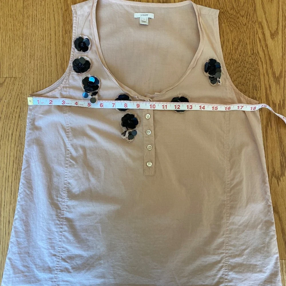 J. Crew v-neck tank top black beaded flower pink size 6