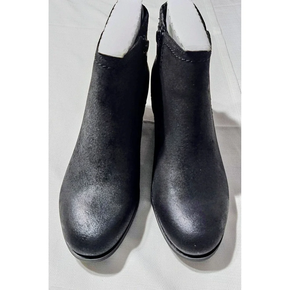 Rockport‎ Dorset Black Leather Ankle Boots Block Heel Side Zip CH0205 Womens 8.5