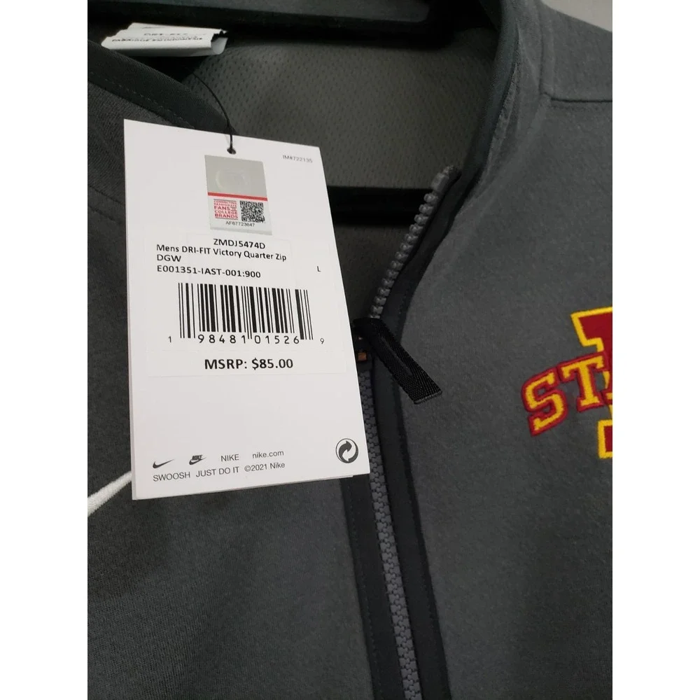 NEW MENS SIZE LARGE IOWA STATE CYCLONES NCAA  mens quarter zip pullover SHIRT