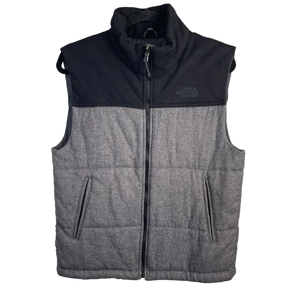 The‎ North Face Vest Mens S P Black Gray Wool Blend Full Zip Outdoor Gorpcore