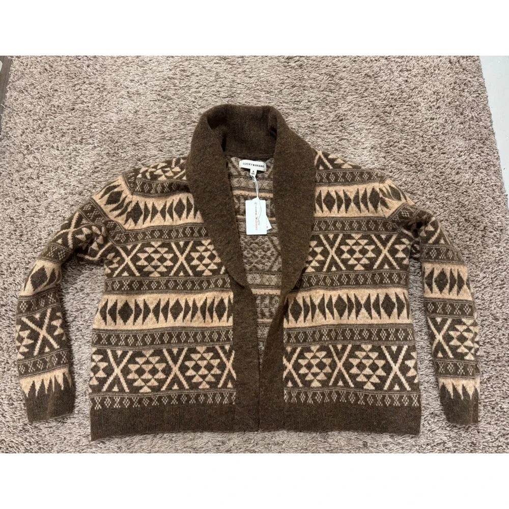 Lucky Brand‎ Southwestern Aztec Shawl Collar Cardigan Sweater Medium NWT