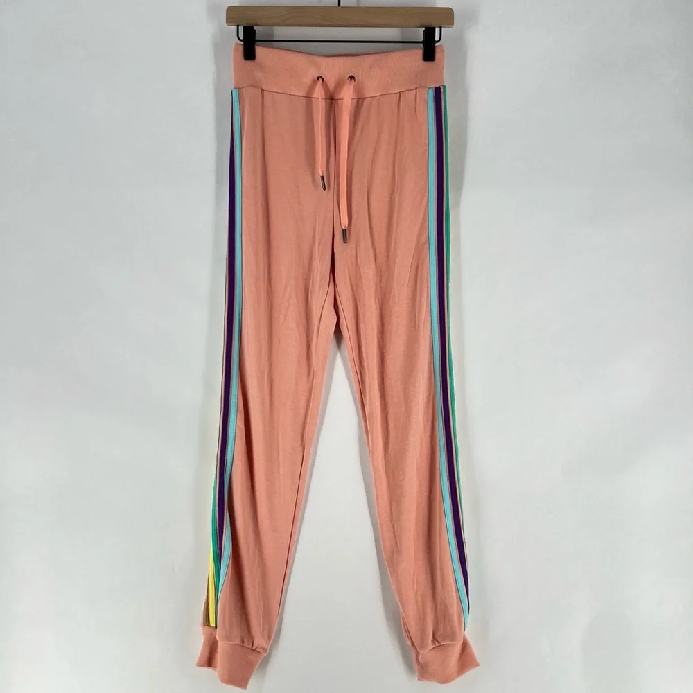 Electric Yoga Sundrop Jogger Pants Womens‎ Size S Pink Rainbow Side Stripes