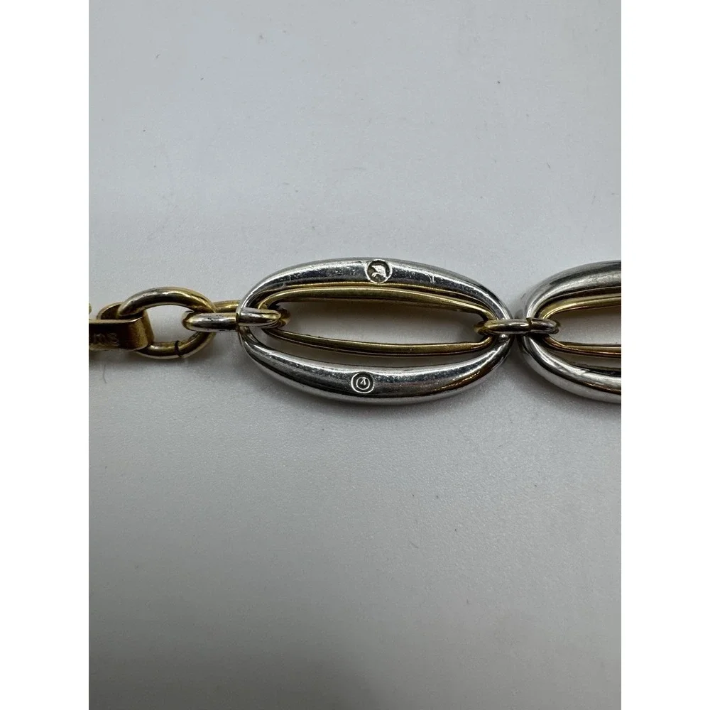 SWAROVSKI Swan‎ 18K Gold Plated Crystal Baha Link Bracelet Signed Two Tone