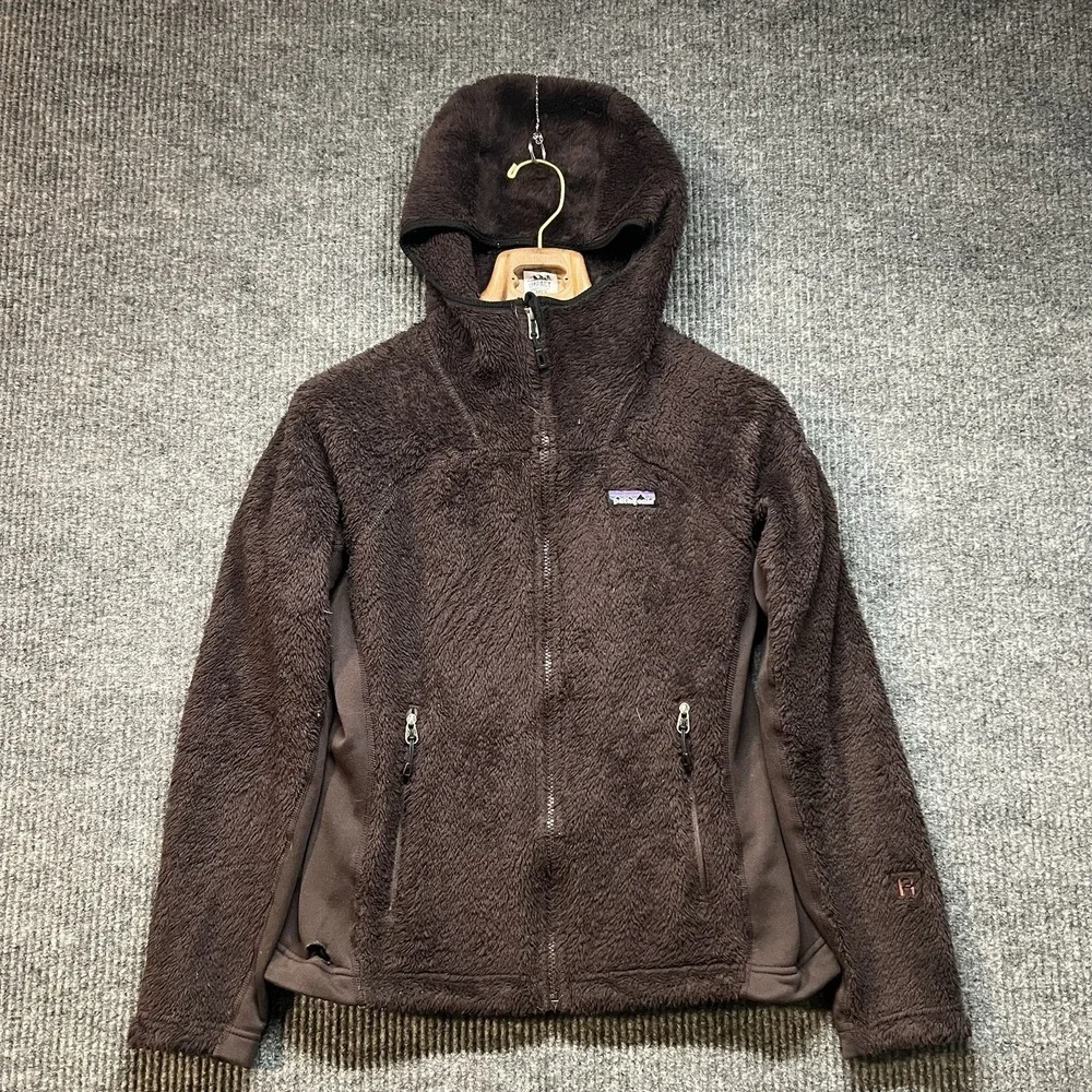 Patagonia Womens R3 Hi-Loft Hoody Small Brown Full Zip Long Sleeve Polartec READ