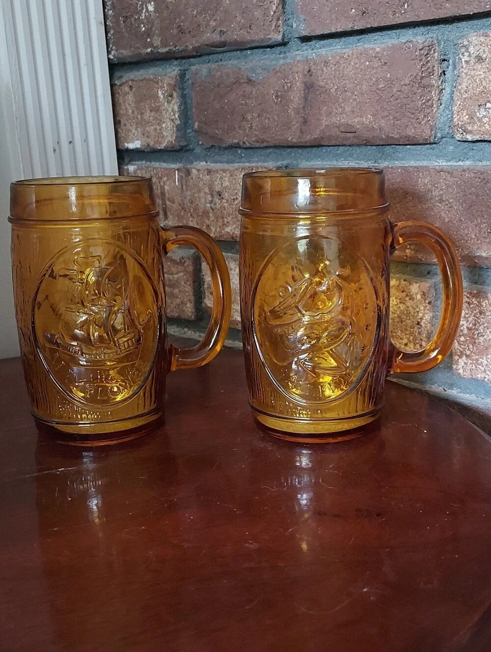 Amber Stein Mug Clipper Ship Whaling Sailing Mayflower Plymouth Rock America