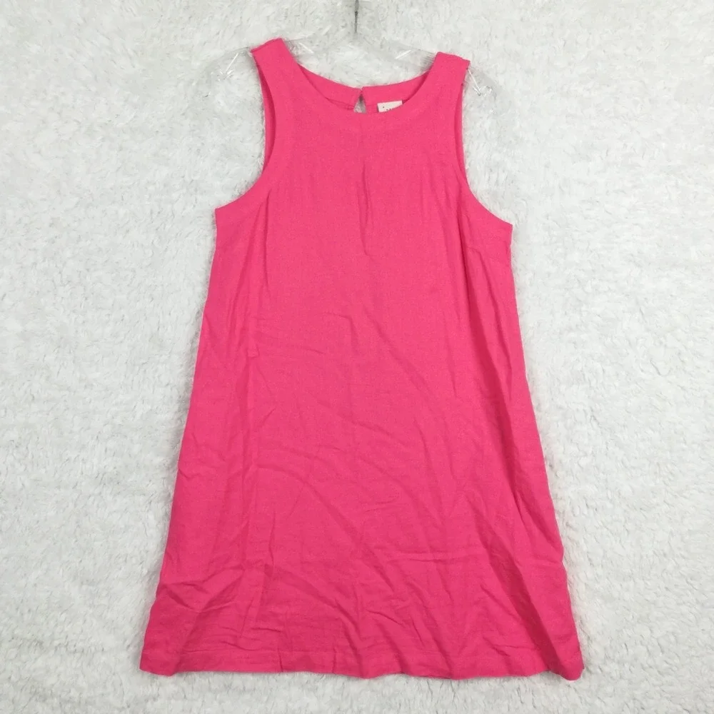 A New Day Womens Shift Dress Linen Blend‎ Mini Pink Above Knee Sleeveless XS