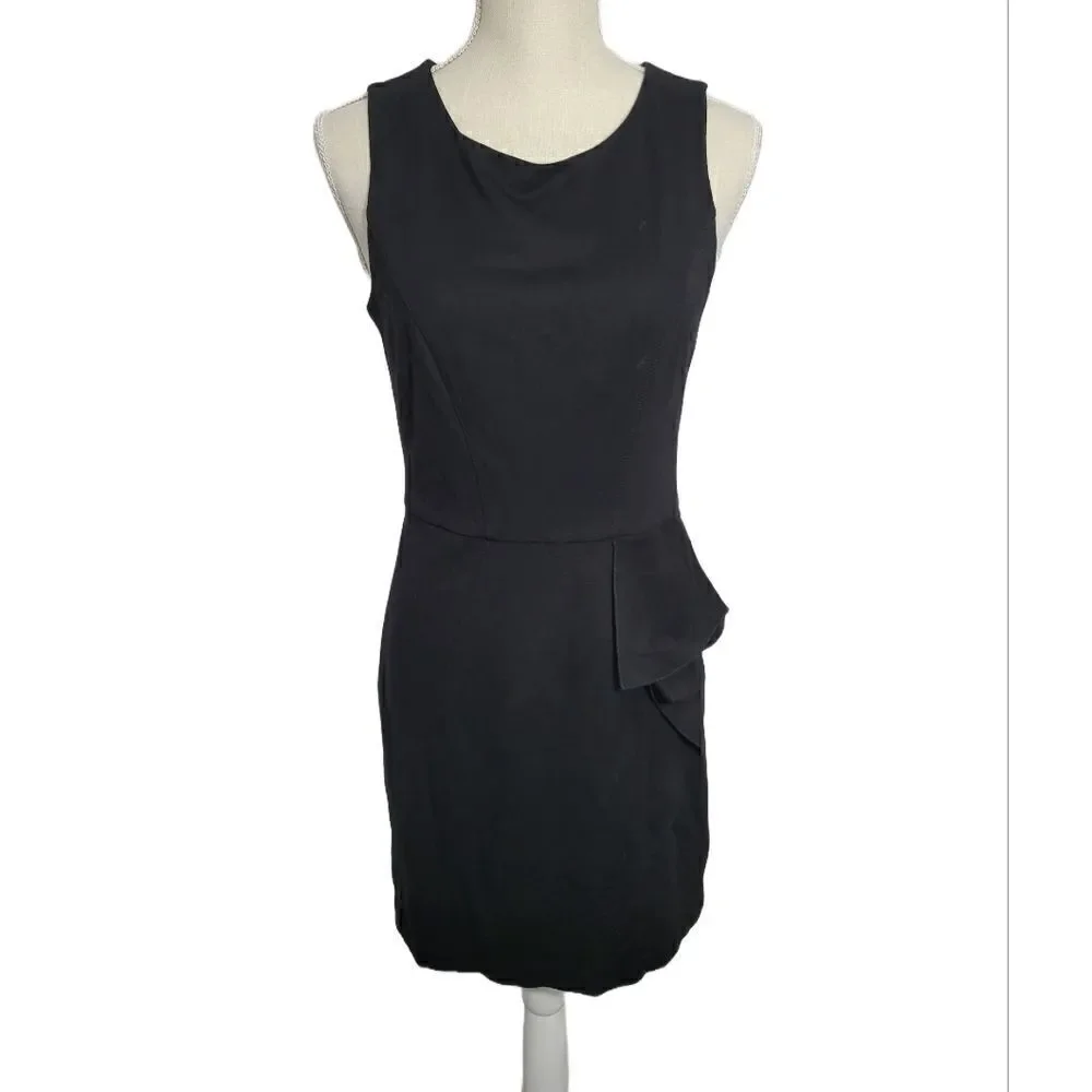 Bebe black mini dress with side ruffle detail