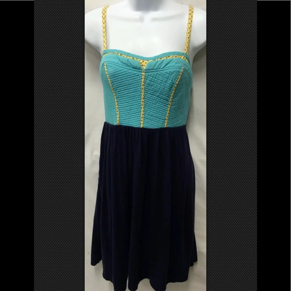 LILKA Anthropoligie Dress Fit Flare Sleeveless Quilted Bodice Spaghetti Strap