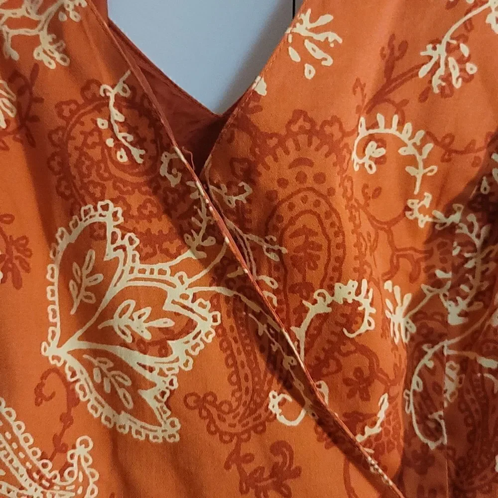 Ps.style Women's 90's Orange Paisley Print Dress