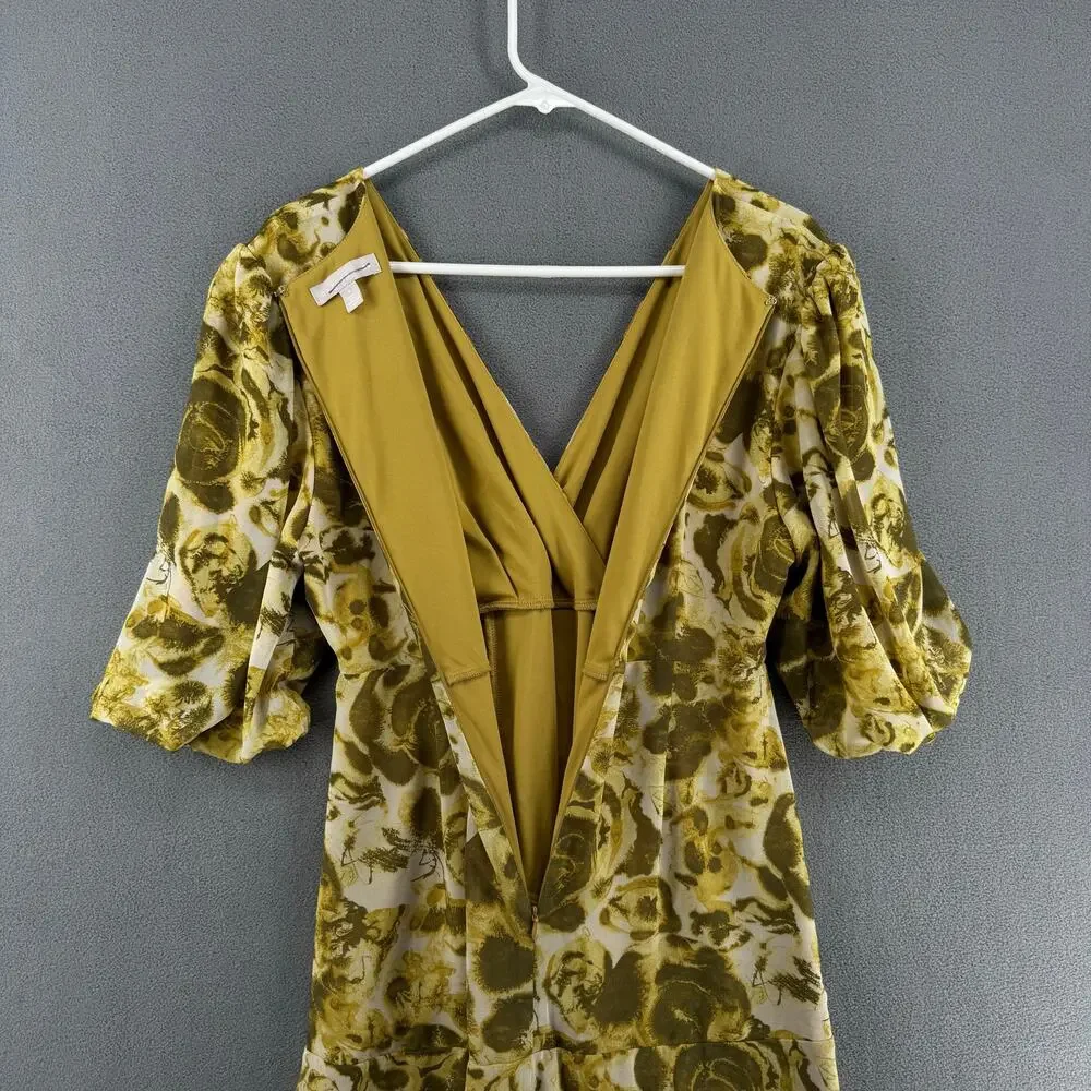 Chelsea 28 Forget Me Not Gathered Waist Midi Dress Womens S Green V‎ Neck
