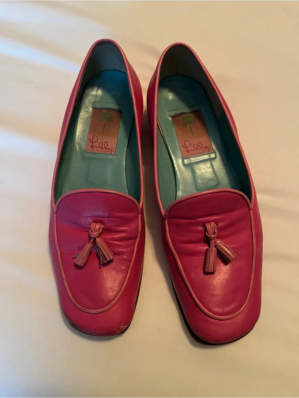 Lilly Pulitzer Pink Tassel Leather Loafers