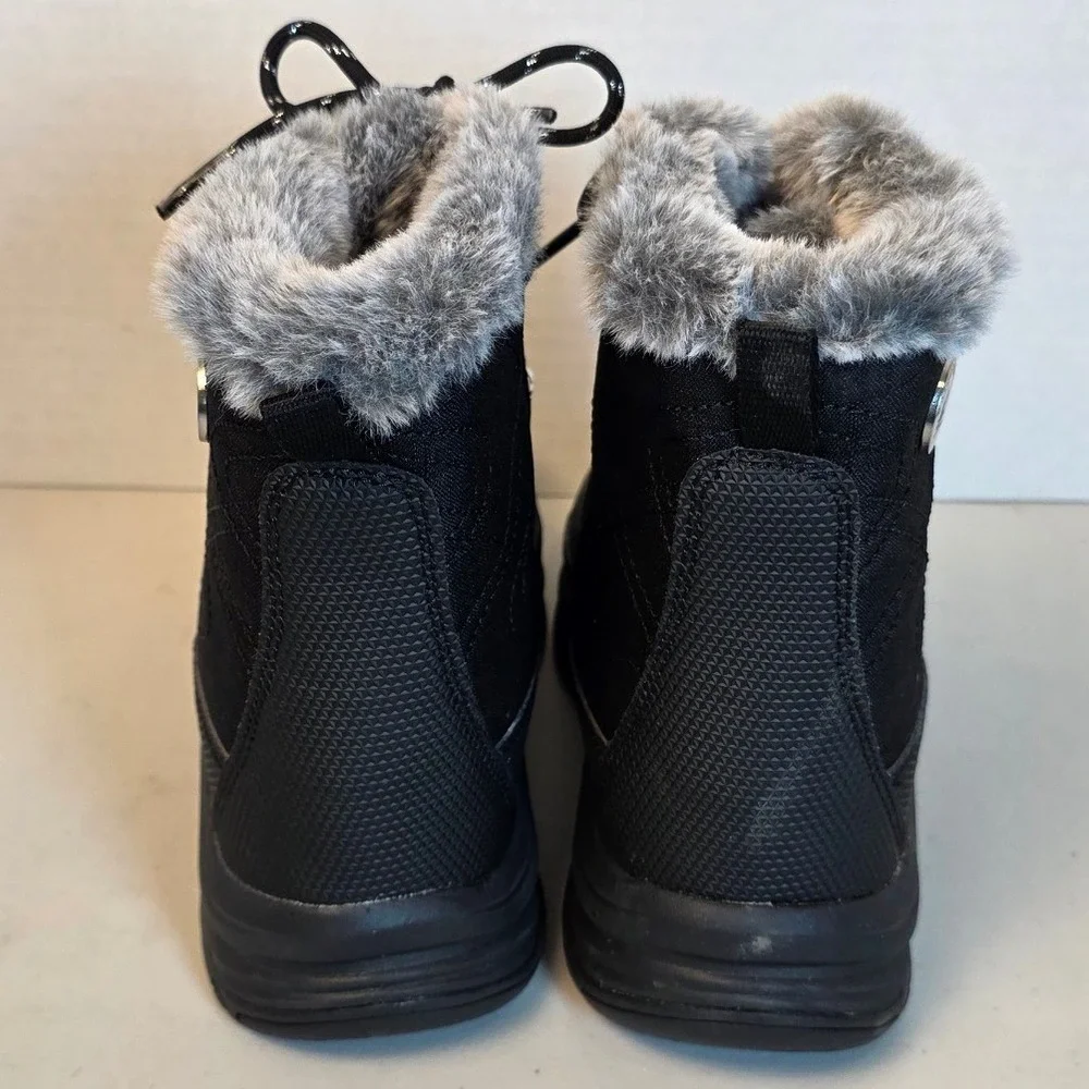 Skechers Trego Waterproof Snow Boots Women's 6.5 Black Faux Fur Trail Hiking