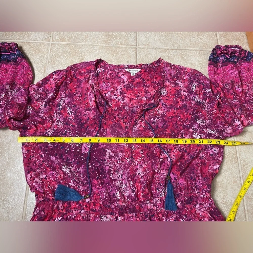 FRYE AND CO Pink Floral Tie Front Sundress, Size XXL