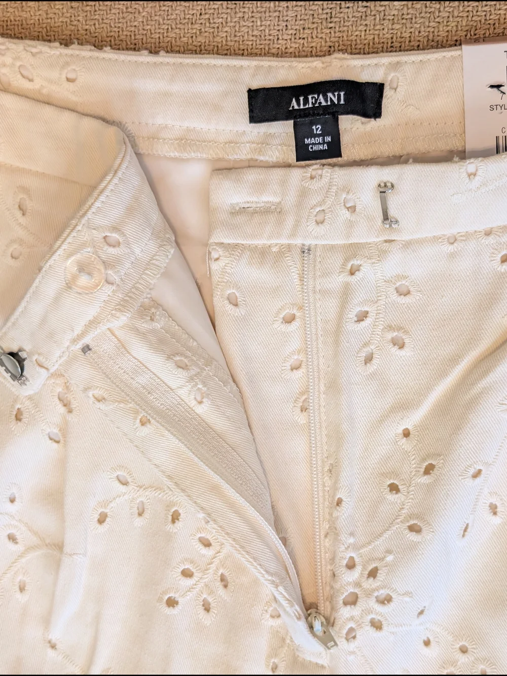 Alfani cream embroidered