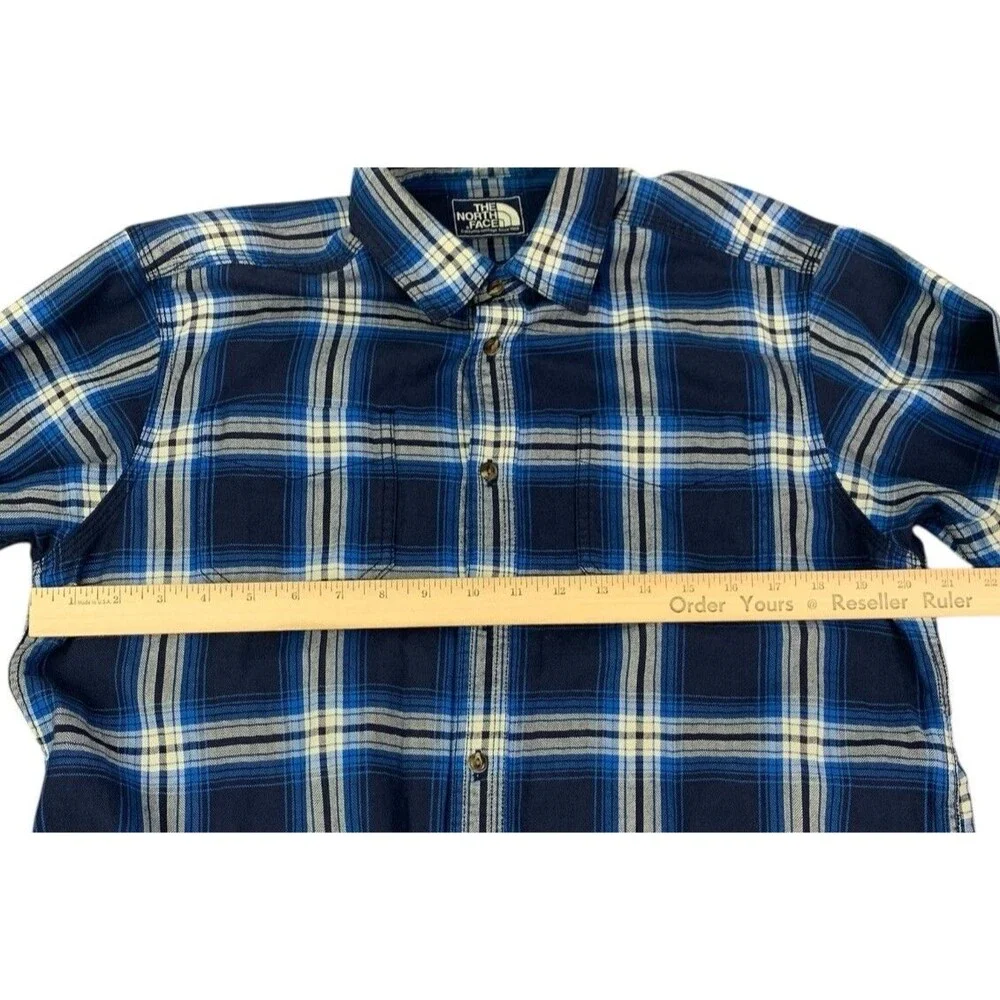 The North Face Men’s Flannel Shirt, Long Sleeve, Blue Plaid, Size Medium
