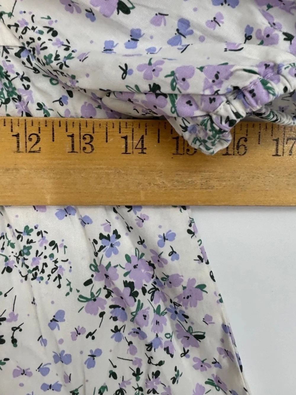 Crewcuts Girls Size 6 Puff Sleeve Dress White Purple Blue Floral Square Neck