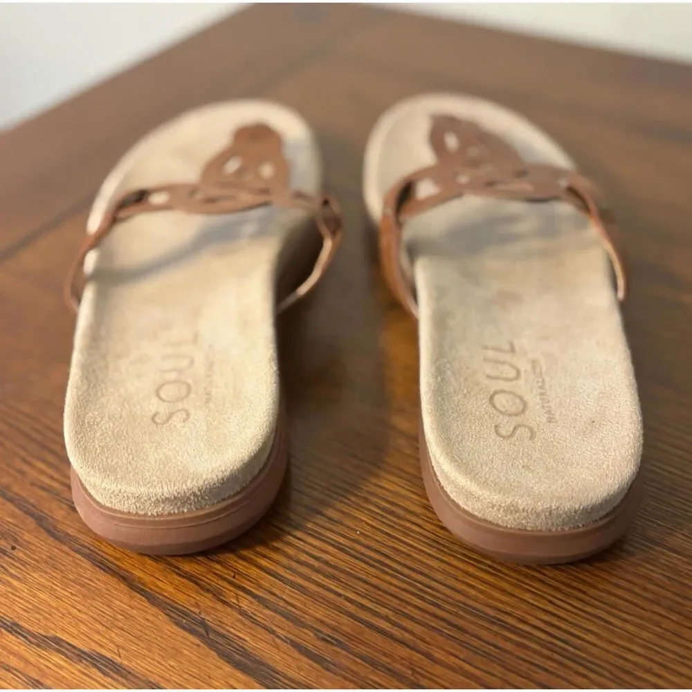 Naturalizer Soul Janice Brown Cognac Thong Sandals Women's Size 10M Flat